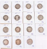 Coin 15 Barber Quarters 1897-1915 Nice Group