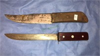 Two antique butchering knives, very sharp, 12