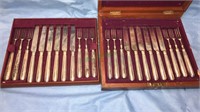 24 piece Silvertone fish knife and fork set with
