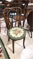 Antique bentwood side chair with the seat pad,