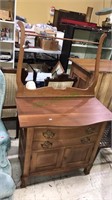 Two drawer over to door washstand with towel bar,