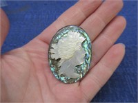 nice abalone-m.o.p.-sterling brooch - vintage