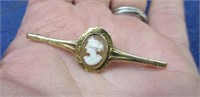 old 10k gold cameo pin (2in long)
