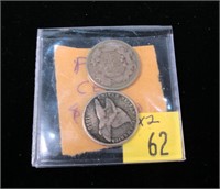 2- Flying Eagle cents: 1857, 1858