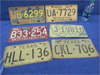 6 various states license plates (60's-70's)