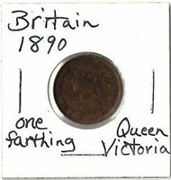 ENGLAND 1890 QUEEN VICTORIA FARTHING COIN