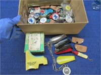 vintage box collection of key rings & shoe horns