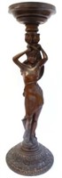 Art Nouveau Figural Carved Wood Pedestal