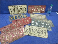 10 indiana license plates (50's-60's)
