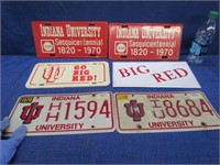 4 iu hoosiers plates & 2 indiana license plates