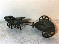 Cast Metal Shell Chariot with 3 Horses
