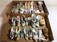 2 Box Lots of Assorted Porcelain Shoes & Boots