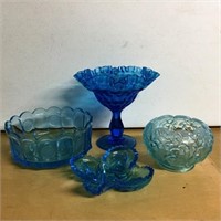 4 pc Lot of Blue Glass