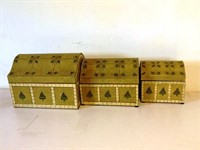 Set of Graduated Decorated Metal Chest