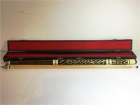 Carved Pool Cue in Case