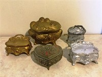 Lot of 5 Vintage Jewel Casket/Boxes