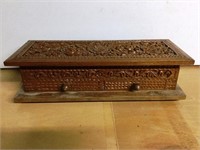 Heavily Carved Wooden Jewelry Box
