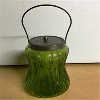 Green Glass Biscuit Jar
