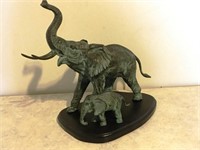 Cast Metal Elephant with Calf
