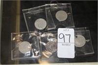 FIVE 1870 AND 1880'S NICKLES