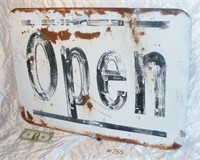 Vintage Antique Two Sided Metal Sign Open/Closed