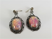 STERLING SILVER DICHROIC GLASS EARRINGS