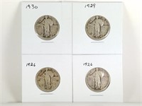 LOT OF 4 STANDING LIBERTY SILVER QUARTERS