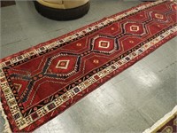 LONG RED BLACK AND GOLD RUNNER RUG