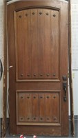 LARGE HEAVY WOOD AND IRON DOOR W FRAME