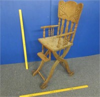 antique child's hi-chair (converts low) on casters