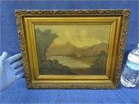 smaller antique o/b painting in gold frame