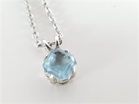 STERLING SILVER FACETED BLUE GEMSTONE NECKLACE