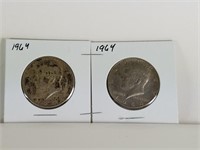 1964 & 1964 KENNEDY SILVER HALF DOLLARS