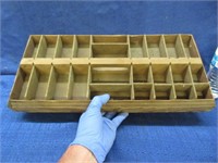 old wooden sectioned tray with handle