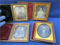 4 antique 1800's daguerreotype pictures