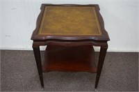Mahogany Leather Top Square Side Table