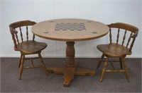 Maple 42" Round Game and Card Table with 2 Chairs