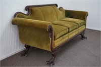1940's Duncan Phyfe Winged Claw Foot Sofa