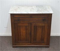 Antique Marble Top Oak Wash Stand