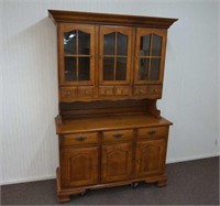 1970's Early American Maple 50" China Hutch