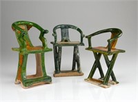 Three Chinese Ming style pottery chairs