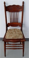 Antique Pressback Chair  with Cushioned Seat