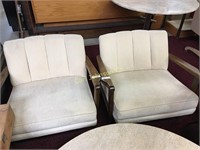 LOT OF 2 WHITE MID CENTURY UPHOLSTERED CHAIRS