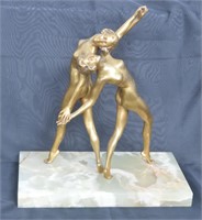 Nouveau Gilt  Dancing Nudes Statue