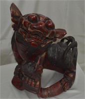 Antique Large Oriental Hand Carved Lion 15"
