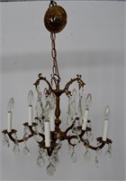 Vtg Crystal & Brass Chandelier