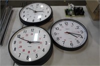 (3) Assorted Simplex & Bates Wall Clocks