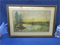 nice antique signed watercolor painting 15x23