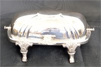 Vtg Poole Silverplate Butter Dish With Insert
