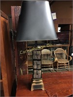 PAIR OF BLACK ORIENTAL LAMPS